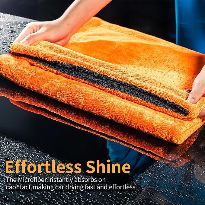 24"x36" Car Drying Towel, 1200GSM Microfiber Towel for Cars, Twisted-Loop Drying Towel Car Detailing, Double Sided Super Absorbent, No Water Spots, Label-Free Design Car Towel