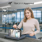 Clear Makeup Bag - TSA Approved Toiletry Bag for Carry-on & Checked Luggage, Water Resistant Car Storage Organizer with Reinforced Seams