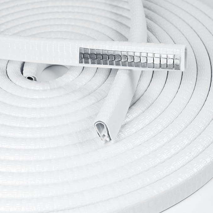 Edge Trim White U-Channel Rubber Trim Edge with Steel 1/2" X 3/8" - Fit Gap 3/64" to1/4 Car Door Edge Sealing Strip PVC Weather Stripping with Metal, Metal Edge Protector, 28FT
