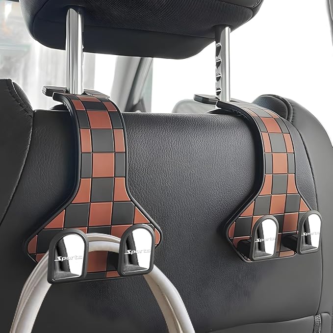 HZEL Car Seat Headrest Hooks, 2PCS Sport Vehicle Seat Back Headrest Hanger Organizer for Handbag Purse Coat, Multifunctional Auto Interior Storage Hook, Universal for SUV RV Truck (Red)