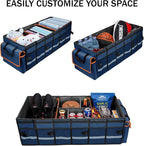 Car Trunk Organizer and Storage with Removable Leakproof Cooler Bag, 6 Removable Dividers for Custom Space, Collapsible Trunk Storage with Non Slip Bottom, Foldable Cover for SUV, Jeep, MPVs