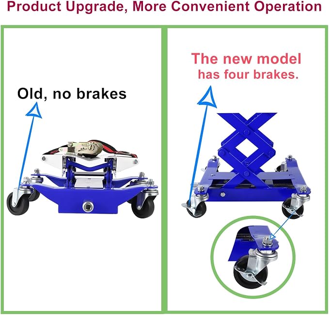 Transmission Jack 450 LBS Capacity: Low Profile Lift with 2M Safety Straps & 4 Brake Wheels, 7-23 Inch Range for Car & Truck Repair (Blue)