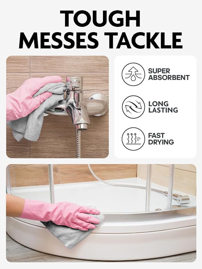 Microfiber Cleaning Cloth Roll- 75 Sheets, 12" x 12" (Grey) | Super Absorbent, Lint-free, Tear-away Microfiber Towel Roll, for All-Purpose Cleaning, Reusable Alternative to Paper Towels