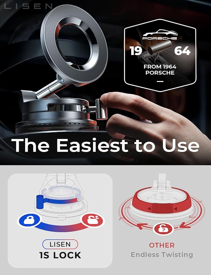for Magsafe Car Mount, Magnetic Phone Holders for Your Car Vacuum, Phone Mount for Car Accessories for Women Men Jeep BMW, Suction Phone Holder Gifts Kits, for iPhone 17 Pro Max 16 15 14 13 12