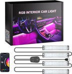 LED Lights for Car Interior 2-Line Inside Cool Accessories Decorations with App and Control Box, Color Changing Footwell Lighting for Cars, Truck, USB DC 5V