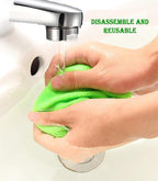 Car Windshield Cleaner Tool with Reusable Microfiber Pads Extendable Handle (1, Green)