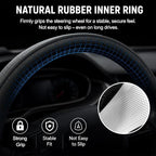 Car Steering Wheel Cover Full Surround - Soft Breathable Anti-Slip Heavyweight Safety Cover, Thick Cushioned Sports Style Universal Fit for Auto Truck SUV (Black)
