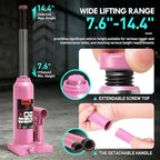 3 tons / 6000 lbs Lifting Automotive Welded Hydraulic Bottle Jack for Car SUV Pickup Truck, Auto Repair, with Manual Handle & Carrying Storage Case, Pink