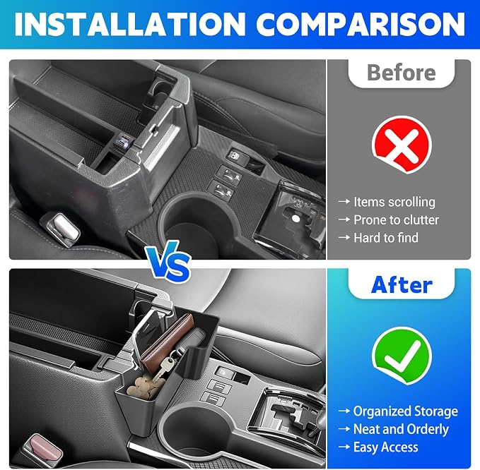 Upgrade Console Hanging Organizer Fits for 2010-2024 Toyota 4Runner Center Console Storage Tray Armrest Hanging Box Compatible with 4Runner Interior Accessories (Console Hanging Upgrade)