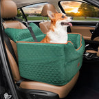 Dog Car Seat - Memory Foam Dog Booster Seats for Small Dogs Up to 25lbs-Elevated Pet Car Seat with Storage Pockets and Dogs Seat Belt-Pet Travel Bed for Front & Back Seats-Removable Washable-Green