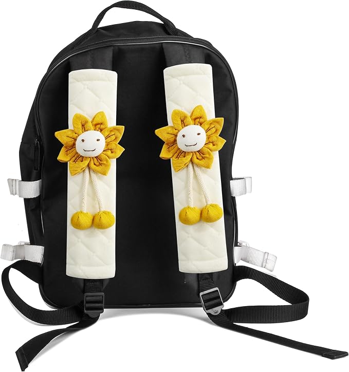 Soft Auto Seat Belt Cover Seatbelt Shoulder Pad Cushions 2 PCS for a More Comfortable Driving Universal Fit for All Cars and Backpack Off-White Orange Sunflower