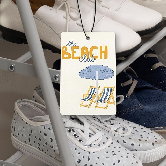 Coastal Blue Beach Air Freshener Diffuser Hanging for Car Interior Closet Drawer Home 4 Pcs, Nautical Summer Seaside Sunrise Beachy Car Accessories Mirror Decor