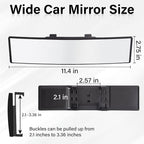 Rear View Mirror, Universal 11.4 Inch Interior Clip On Panoramic Convex Mirrors for Car Accessories, HD Anti Glare Wide Angle and Reduce Blind Spot, Extended Rear View Mirror for Cars, SUVs, Trucks