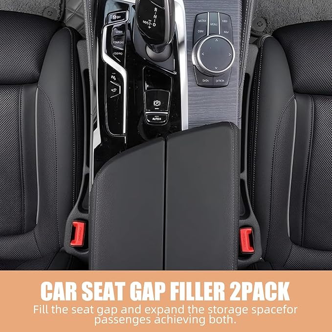 Car Seat Gap Filler Set of 2, Premium Interior Car Accessories, Multifunctional Car Storage Solution with Non-Slip Design, Fits Most Vehicles (Dark)