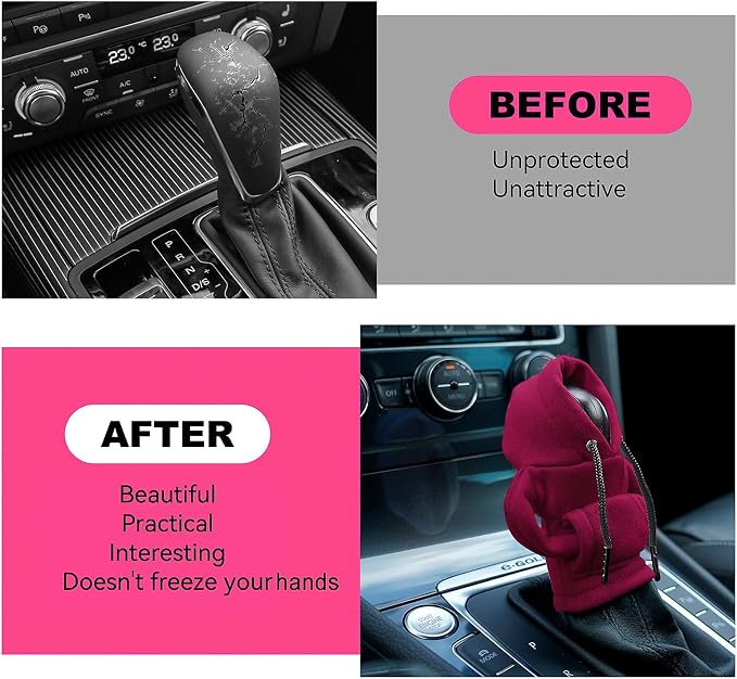 SLLAK Gear Shift Hoodie Cover, Universal Car Shift Knob Hoodie, Mini Hoodie for Car Shifter, Automotive Interior Cute Gadgets, Car Accessories and Decorations