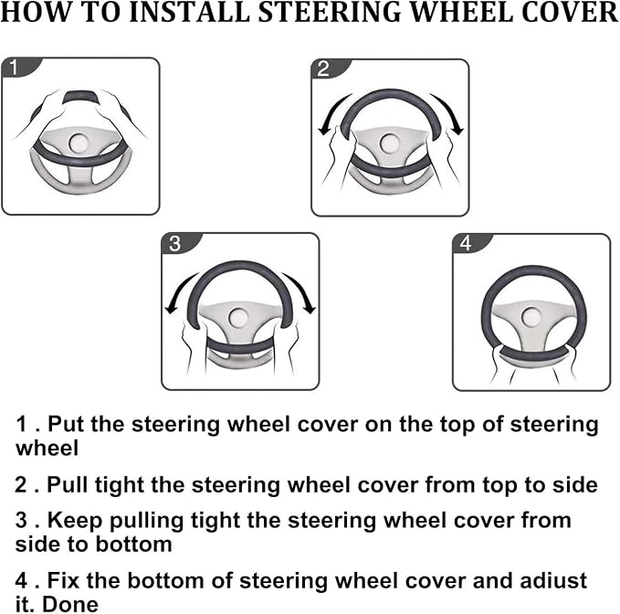 Red Leather Steering Wheel Cover, Comfortable and Soft Solid Color Universal Steering Wheel Cover 15 inch, Suitable for Most Cars (Red) Valentine's Day