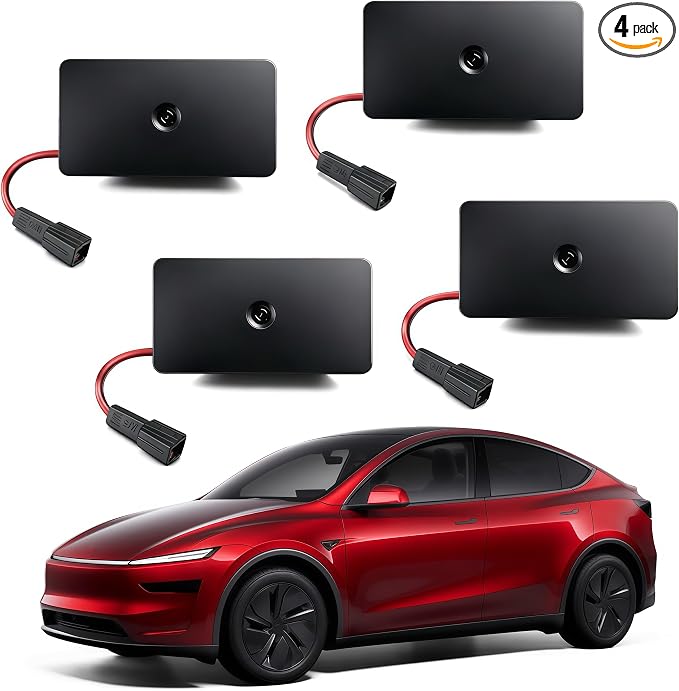 Car Door Lights Logo Projector, Tesla Accessories for Model Y 3 X S | 4K HD Puddle Lights Compatible with Model Y Juniper Model 3 Highland S X, Ultra-Bright No Fade 3D Laser Welcome Light(4 Pack)