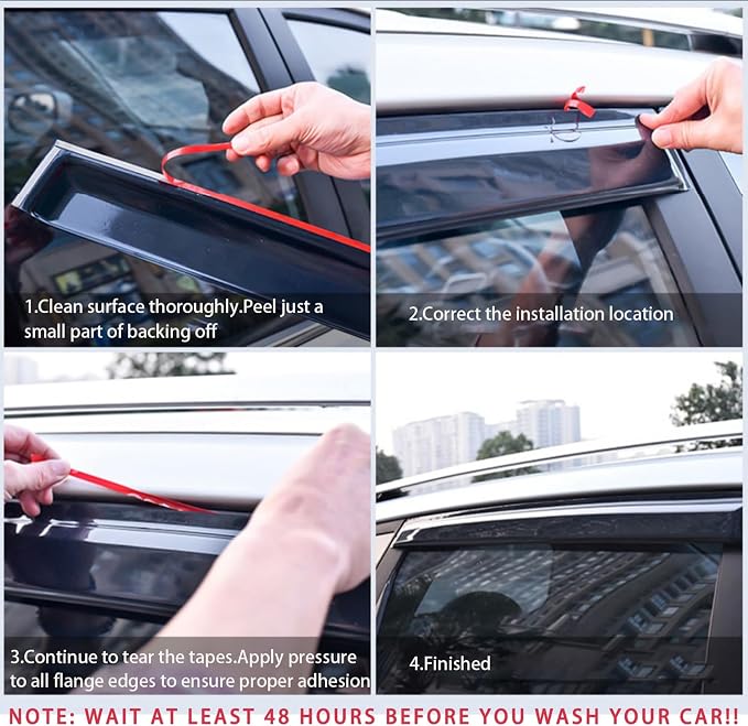 Rain Guards Window Visors for Nissan Rogue 2014-2020,Tape On Black Rain Deflectors for Car Windows, Weatherproof & Easy Installation, Fits S/SV/SL Trims,Truck Accessories-4pcs