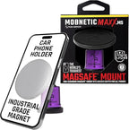 MobNetic Maxx MS - MagSafe Compatible Car Phone Mount w/ 90º Tilt, 360º Rotation & Durable Aluminum Build, Magnetic Holder for iPhone & Android Devices, USA Assembled - Purple Chrome