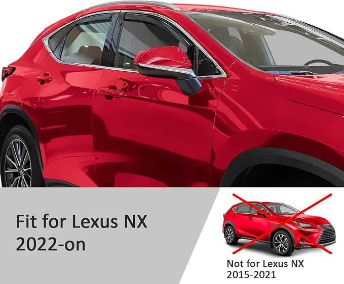 Voron Glass in-Channel Extra Durable Rain Guards for Lexus NX 2022-2026, Window Deflectors, Vent Window Visors, 4 Pieces - 201183