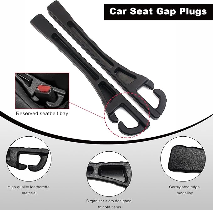 2PCS Car Seat Gap Filler Organizer, PU Leather Crevice Blocker Gap Plug Between Seat and Console, Universal Car SUV Truck Gap Organizer Stop Phone Wallet Keys from Dropping