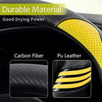 Steering Wheel Covers with Leather and Anti-Slip Rubber Ring, Universal Fit 14.5-15 inches for Cars,SUV (Yellow/Black)
