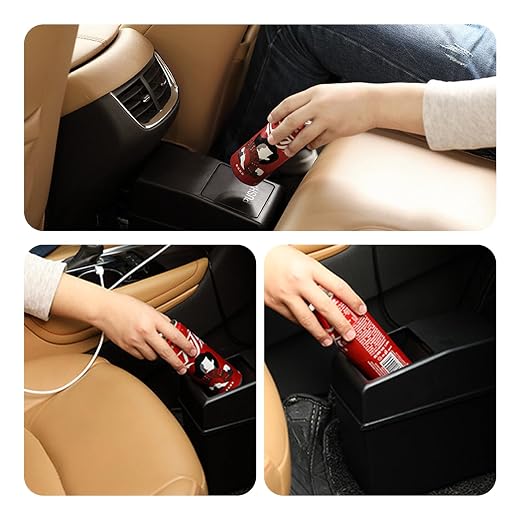 Car Trash Can, Push-Button Storage Box, Trash Can with Adjustable Bottom Clip, for Auto Office Home (Black, 8.2" x 7.8" x 3.9")
