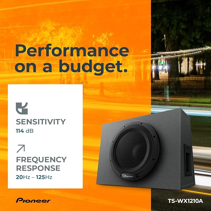 TS-WX1210A 12” Subwoofer – 1300W Max, Built-in Amp for Easy Bass Upgrade, Enclosure Included, Amp Included, High-Level Input, Works with Most Factory or aftermarket radios