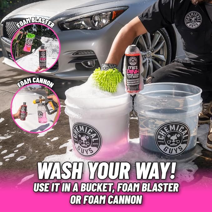 Mr. Pink Foaming Car Wash Soap (Works with Foam Cannons, Foam Guns or Bucket Washes) Safe for Cars, Trucks, Motorcycles, RVs and More, Candy Scent, Extra Large Size 32 fl oz - CWS_402_32