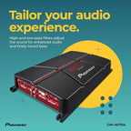 GM-A6704 4-Channel Car Amplifier – 1000W Max, Class AB, Bridgeable Design, Bridgeable, High-/Low-Pass Filters