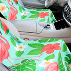 Car Seat Towel Covers with Storage Bag, 63 x 32 Inch Universal Non Slip Waterproof Sweat Protector for Car Truck, Gym Swimming Running, Machine Washable(2 Pack,Green Leaf Flamingo)