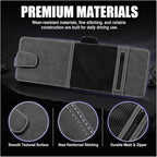 Car Sun Visor Extender, Leather Multi-Pocket Clip-On Auto Visor Organizer, Adjustable Anti-Glare Vehicle Interior Sun Blocker Attachment for Glasses, Driver's License, Ticket (Black&Grey)