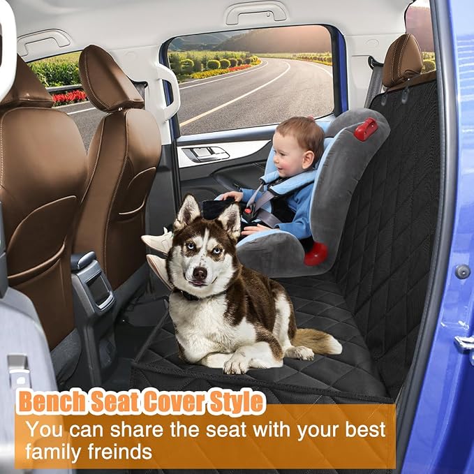 Dog Car Seat Cover XL, Heavy Duty Dog Seat Cover for Back Seat, 100% Waterproof Nonslip Hammock for Car with Side Flap, Scratch Proof Pet Back Seat Covers