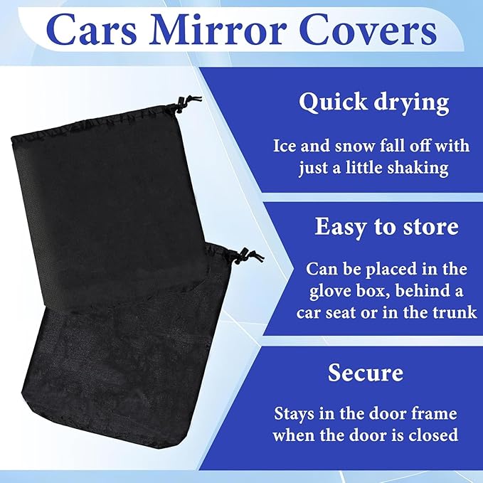 6Pcs Side Mirror Covers, Waterproof Car Side Mirror Protection for Snow, Ice, Bird Droppings - Universal Fit for Cars, SUVs, Winter Rearview Guard, Auto Exterior Accessories with Drawstrings
