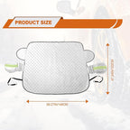 Car Windshield Snow Cover with Side Mirror and Hook, Winter Magnetic Windshield Sun Shade Foldable, Windshield Cover for Ice and Snow, Fit for Small Sedan, Compact SUV, (58"x47") Silver