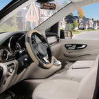 Car Steering Wheel Cover Universal Standard Size 14.5-15 inch, Black and Beige Microfiber Leather