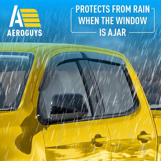 Extra Durable Window Deflectors Tape-On Window Visors Rain Guards Fit for Chevrolet (Chevy) Colorado 2015-2022 Crew Cab, Sun Visors, Wind Vent for Shades, Exterior Car Accessories - 4 pcs. AG0886