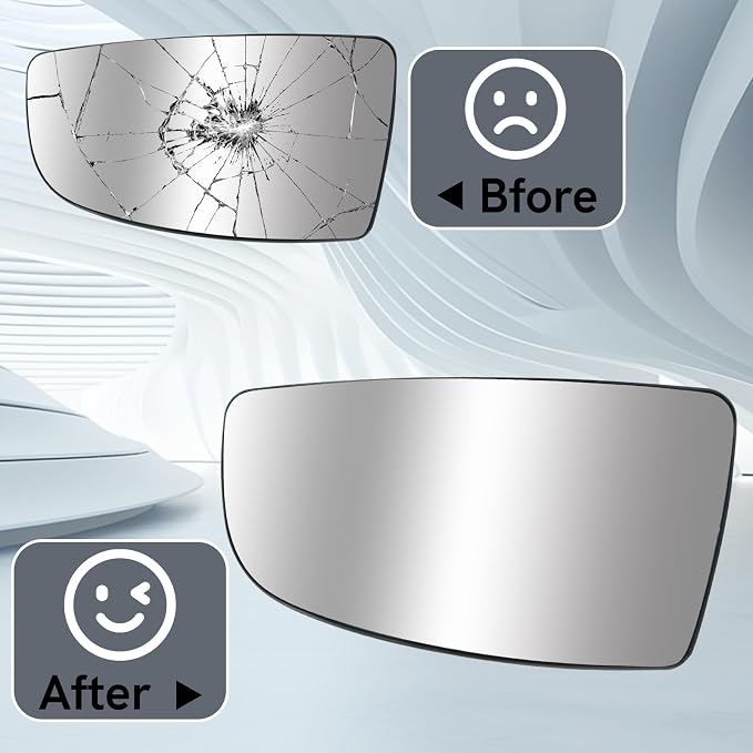 Driver Left Side Lower Mirror Glass fit Ford Transit T150 250 350 2015 2016 2017 2018 2019 2020 2021 2022 2023 MK8, Left Side View Convex Mirror Glass with Backing Plate