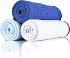 Dry Me A River, Professional Korean 70/30 Blend Microfiber Waffle-Weave Drying & Detailing Towels, Soft Suede Edges, 390 GSM, 20x40 Inches, Light Blue, 2-Pack