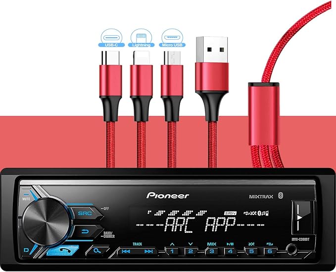 MVH-X390BT Digital Media Receiver with ARC app, MIXTRAX, Built-in Bluetooth and USB Direct Control for iPod/iPhone and Android Phones & zonoz 3 in 1 Multi USB Charging Cable (Bundle)
