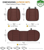 3-Piece Car Seat Cushion Set, 1.2inch Memory Foam Comfort, 2 Front Automotive Seat Cushions + Rear Bench Cushion, Non-Slip Bottom, Fits Sedan SUV Truck Van, Car & Office Chair, Brown