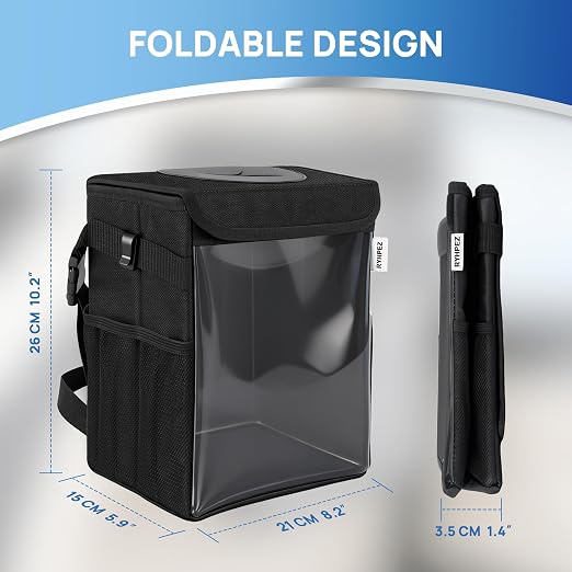 Car Trash Can with See Through Window, Clear Black Multipurpose Car Organizer Storage with Removable Liner, Leakproof Car Garbage Container for Vehicles, SUV, Truck (2.1Gallon/8L)