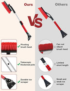 32" Snow Brush for Car Ice Scraper for Windshield Car Scraper Brush for Ice and Snow Scraper with Brush Extendable Long Snow Removal Brush for Trucks SUV Snow Broom Cleaner for Car