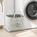 Floral Fabric Storage Basket Car Interior Storage Basket Underwear Sundries Laundry Baskets Supplies Home Organizer Bag (Blue floral A)