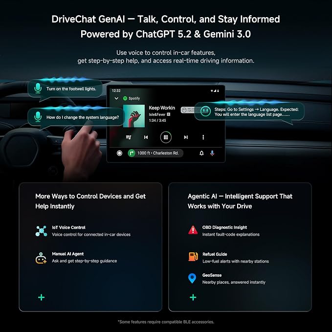 Wireless CarPlay&Android Auto Adapter Magic AI Box with 4G LTE | 8GB+128GB | GPS | Full Android OS | OBD II, Compatible with Wired Factory CarPlay&Android Auto, Support for YouTube/Netflix