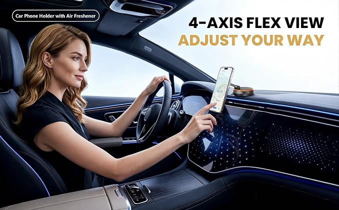 Aromatherapy Magnetic Car Phone Mount, Fitted with Powerful N52 Magnet, Reusable Suction Cup and 4-axis Adjustable Structure. Comes with 6 Solid Fragrance Refills and 1 Metal Ring Sticker.（Orange ）