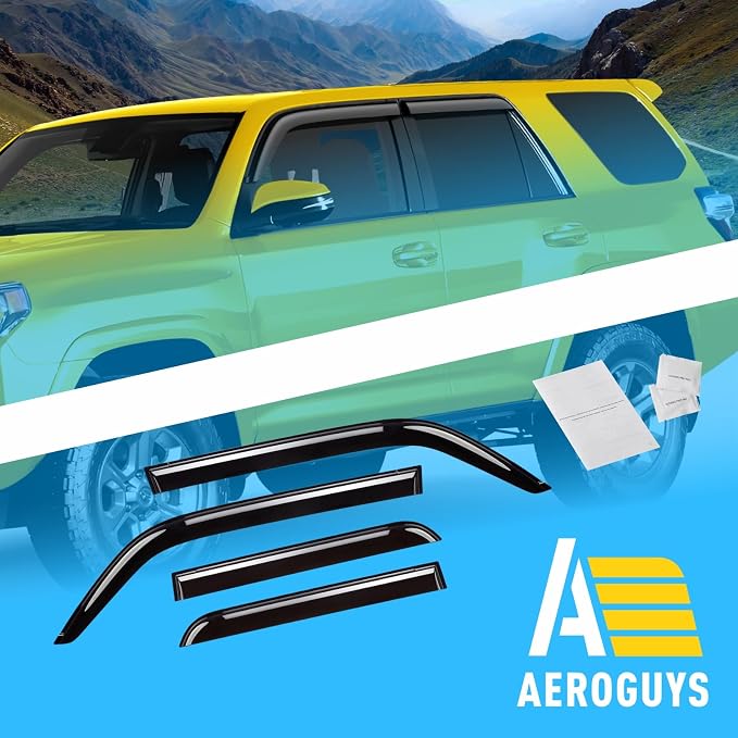 Extra Durable Window Deflectors Tape-On Window Visors Rain Guards Fit for Toyota 4Runner 2010-2024, Sun Visors, Wind Vent for Shades, Exterior Car Accessories - 4pcs. AG0112