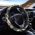 Aztec Cow Print Beige Auto Steering Wheel Cover Universal 15 Inch Diameter Anti-Slip Neoprene Car Steering Wheel Protector for Women Men