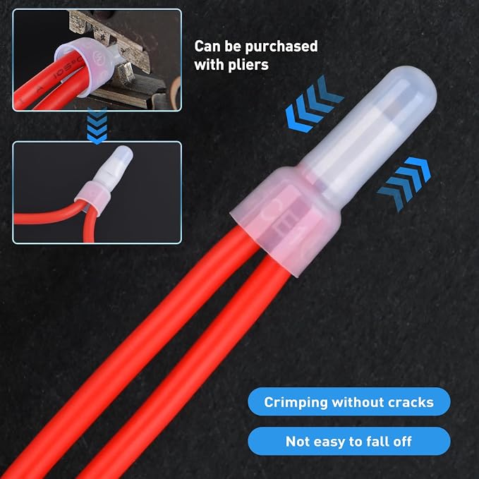 300PCS CE1 Closed End Crimp Terminal 22-16 Gauge Nylon Insulated Closed End Wire Cap Wire Connectors Crimp Cap Terminals Connectors for Automotive Car Truck Boats Marine Electrical Wiring