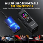 Tire Inflator Portable Air Compressor, 150 PSI Cordless Car Air Pump with Digital Gauge, Rechargeable 7800mAh Battery, LED Light, for Car Tires, Bike, Motorcycle, Ball, Inflatables